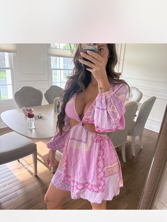 Dresses & Skirts - Lilac Cutout Boho Mini Dress - Women